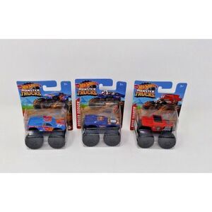 Hot Wheels Monster Trucks Lot of 3 Black Bone Shaker Race Ace Rodger Dodger